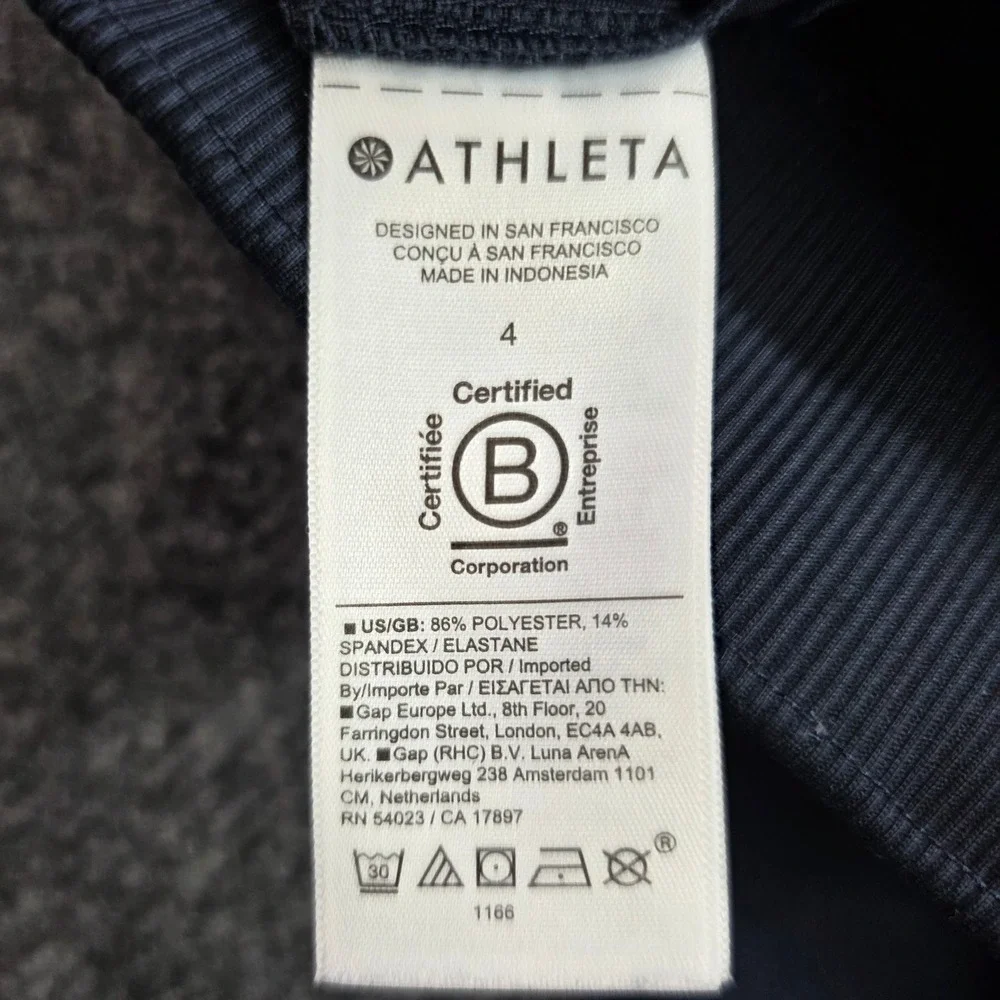 Athleta Brooklyn Heights Pants Ribbed Side Stripe Navy Blue 4 Womens Travel Yoga